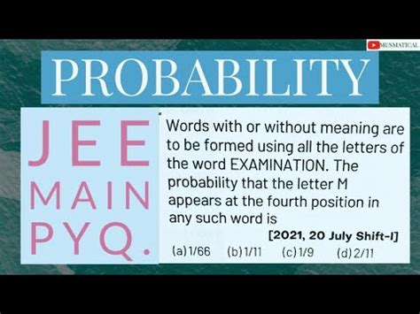 Jee Main Pyq Probability Youtube