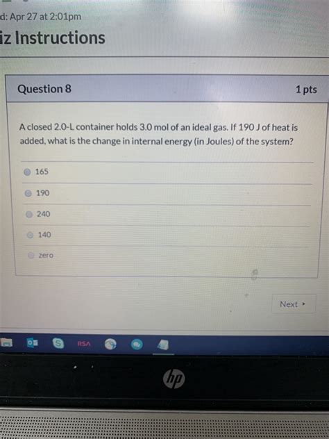 Solved D Apr 27 At 2 01pm Iz Instructions Question 8 1 Pts Chegg