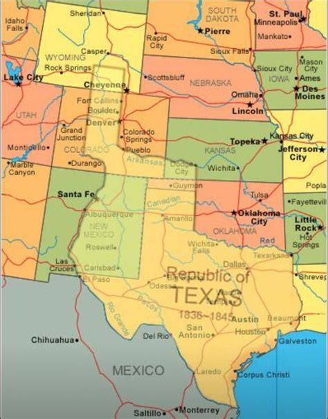 Map Showing Current Usa With The Republic Of Texas Superimposed - Texas ...