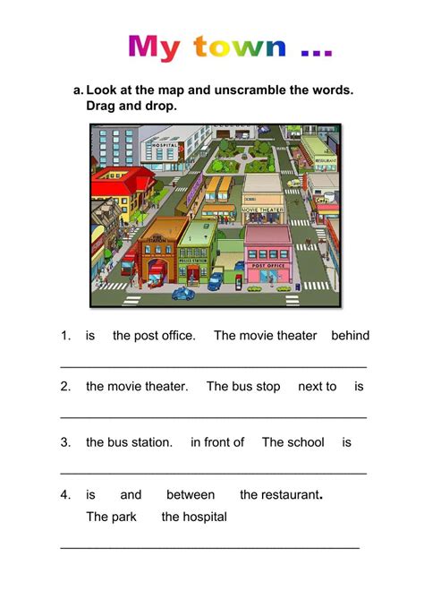 My Esl World Worksheet Places In Town B