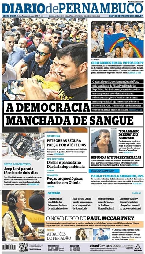 Capa Diario De Pernambuco Sexta De Setembro De