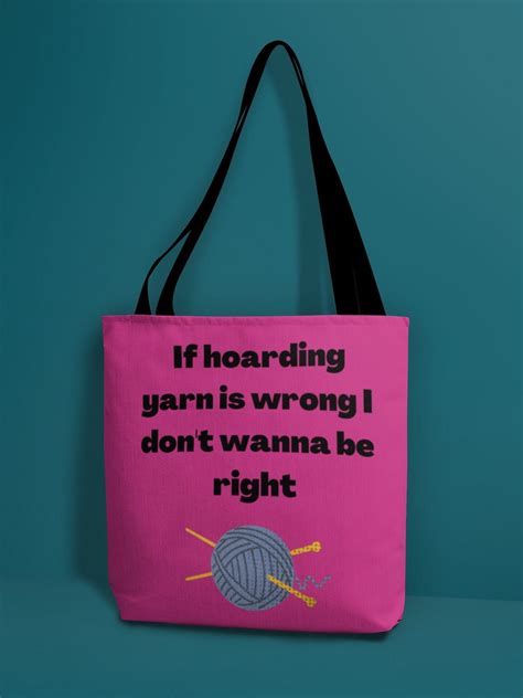 Pink Tote Funny Knitting Tote Bag Funny Yarn Tote Reusable Grocery