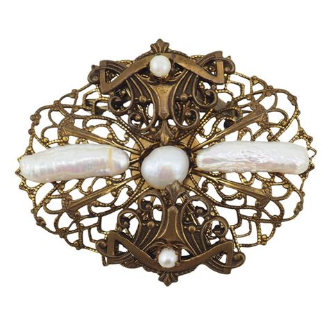 Bijoux Jan Michaels Broche De Style Vintage Broche En Nacre Broche