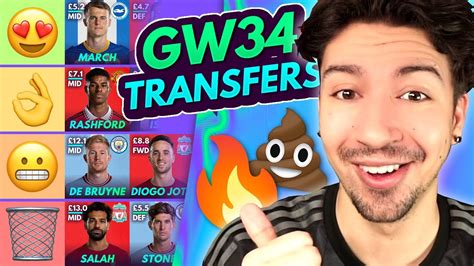 FPL GW34 BEST DOUBLE GW PLAYERS Transfer Tier List For Gameweek 34