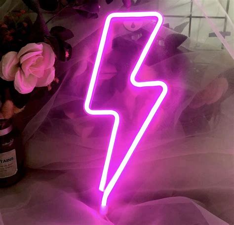 Led Neon Sign Pink Lightning Bolt Neon Led Sign Lightning | Etsy | Neon ...