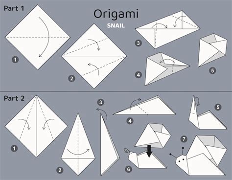 Tutoriel Schéma D origami D escargot éléments D origami Isolés Sur