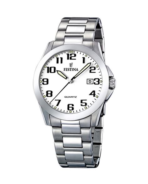 Festina Acero Clasico Men S White Dial Quartz Watch Model F