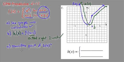 Cpm Precalculus 2 17 Transforming A Piecewise Function Youtube