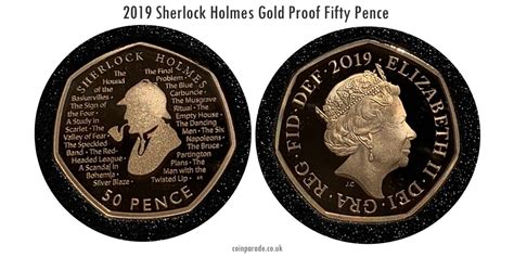 2019 Sherlock Holmes Gold Proof Fifty Pence Piece 50p Coin Parade