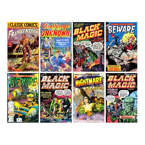 Comic Book Covers, Classic Horror Comics, Printable Halloween Décor, 2.5 X 4 Tags, DIY Projects ...