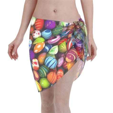 Adobk Easter Eggs Swimsuit Coverups For Women Beach Bikini Short Skirt