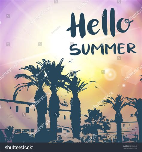 Summer Background Hand Drawn Phrase Hello Stock Vector Royalty Free