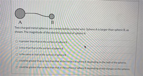 Solved A B Two Charged Metal Spheres Are Connected By A Chegg