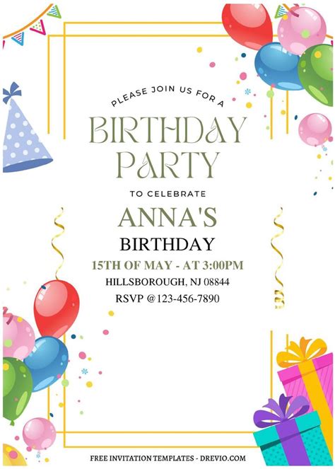 Free Editable PDF Kids Birthday Party Invitation Templates