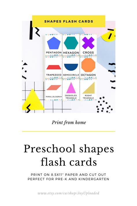 Printable Basic Shapes Flashcards Set 16 Engaging Etsy Canada Artofit