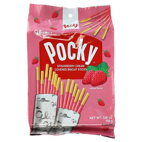 Glico Pocky Strawberry Cream Covered Biscuit Sticks Individual Bags