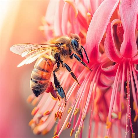 Premium Photo Bee In Flower Soft Shadows Professional Color Grading