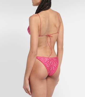 Gem Embellished Bikini Set In Pink Oseree Mytheresa