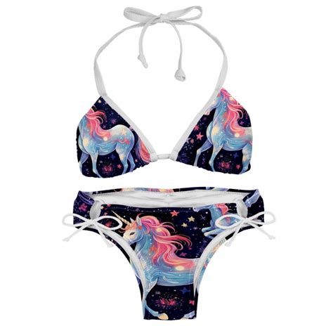 Starry Unicorn Detachable Sponge Adjustable Strap Bikini Set Two Pack