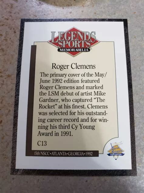 ROGER CLEMENS BOSTON Red Sox 1992 Legends Bordure Marron C13 Oddball