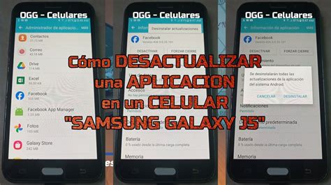 Cómo desactualizar una aplicación en un celular Samsung Galaxy J5 YouTube