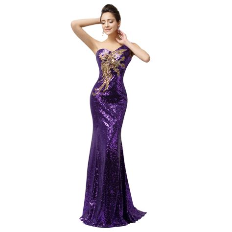 Sexy Purple Sequins Mermaid Long Evening Dresses 2016 Sleeveless