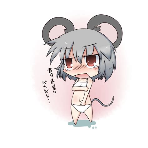 Safebooru Animal Ears Blush Bra Chibi Dekasudachin Grey Hair Lingerie