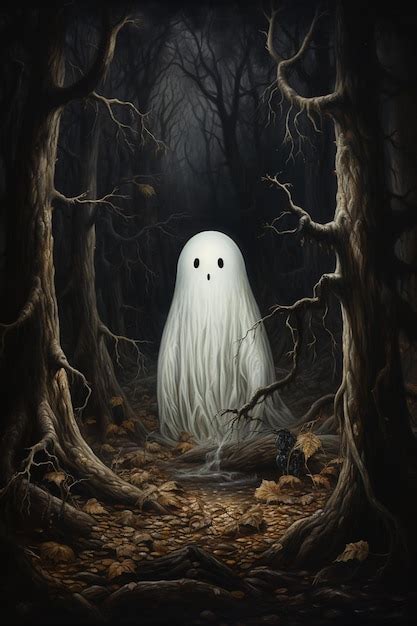 There is a ghost in the woods with a creepy look generative ai ...