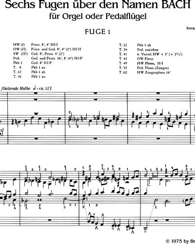 Six Fugues On The Name BACH Op 60 Organ Sheet Music By Robert