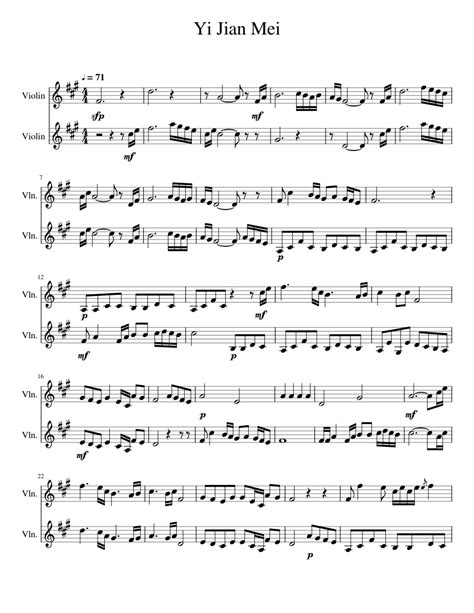 Yi Jian Mei 一剪梅 | xuehuapiaopiao (Violin duet) Sheet music for Violin ...