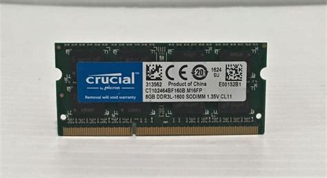 Crucial 8gb Ddr3l 1600mhz Sodimm Laptop Ram Ct102464bf160bm16fp Atom