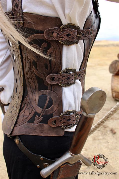 Leather Armor Corset Viking Design Celtic Dragon Cut Out Etsy