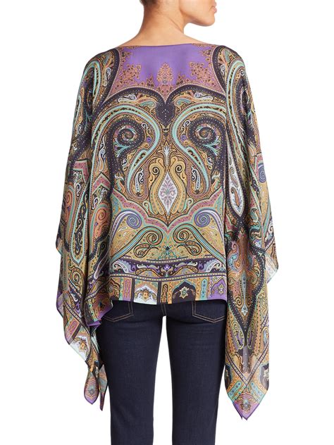 Etro Paisley Silk Poncho In Green Lyst