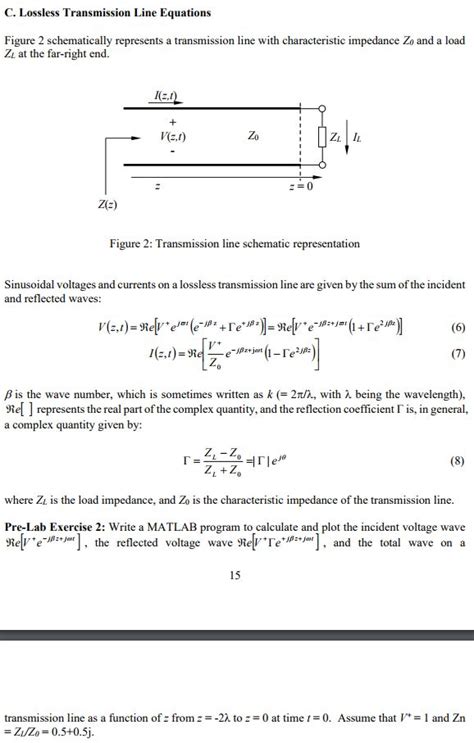 Solved C Lossless Transmission Line Equations Figure Chegg