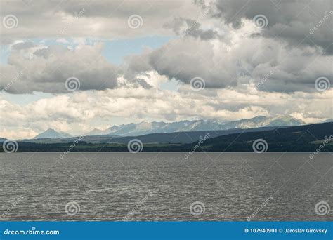 Orava Reservoir with Mountains of High Tatras Stock Image - Image of ...