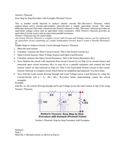 Norton S Theorem Step By Step Circuit Analysis Guide