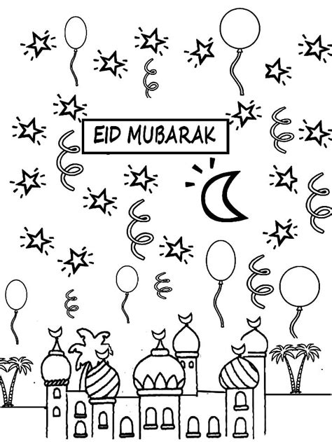 Eid Mubarak 3 Coloring Page - Free Printable Coloring Pages for Kids