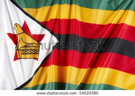 Close Up Shot Of Wavy Flag Of Zimbabwe Stock Photo Shutterstock