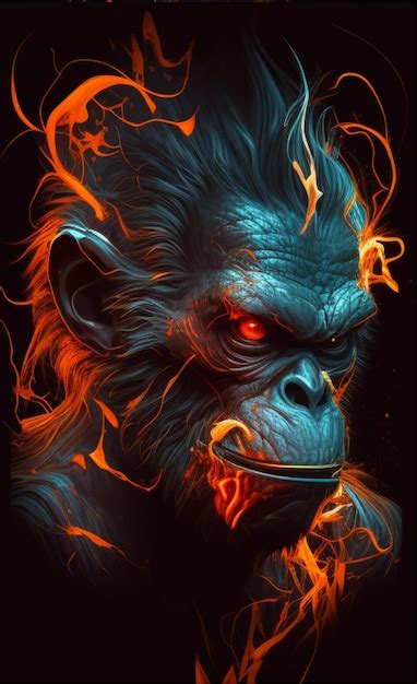 Premium Ai Image A Monkey With Fire On His Face