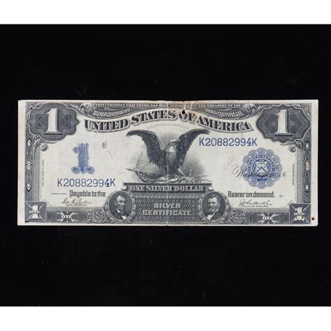 1899 1 One Dollar Black Eagle Blue Seal Silver Certificate Large