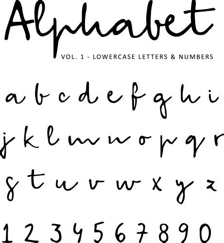 Handwritten Font Alphabet Simple Letter Royalty Free Vector