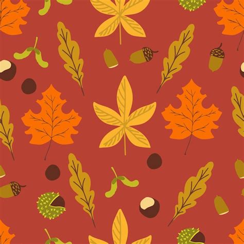 Premium Vector Seamless Pattern Of Fallen Autumn Leaves Of Different