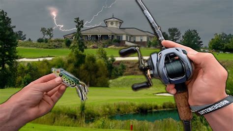 Golf Course Pond Hopping In A THUNDERSTORM Topwater Fishing YouTube