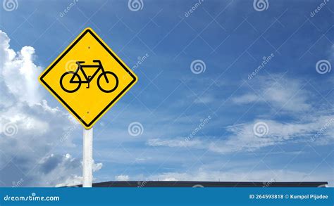 Yellow Warn Sign Beware of Bicycle on the Street Stock Photo - Image of ...