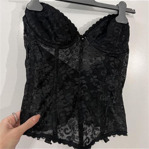 Vintage Black Lace Corset Top Repop Using Other Depop