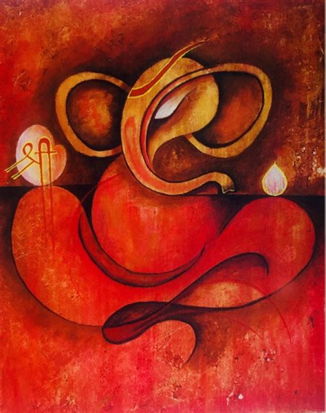 Abstract Ganesha Paintings On Canvas - Painting Photos