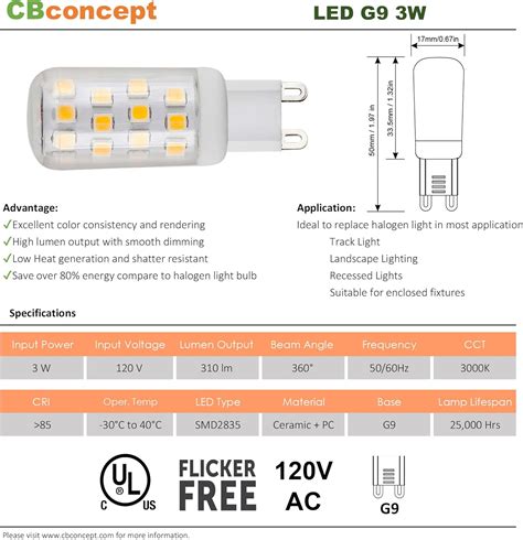 Cbconcept Ul Listed G Led Light Bulb Pack Watt Lumens Not