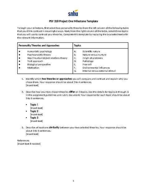 PSY 328 Project One Milestone Template Next From The Right Column Of