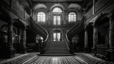 Premium Photo | The grand staircase in the old mansion