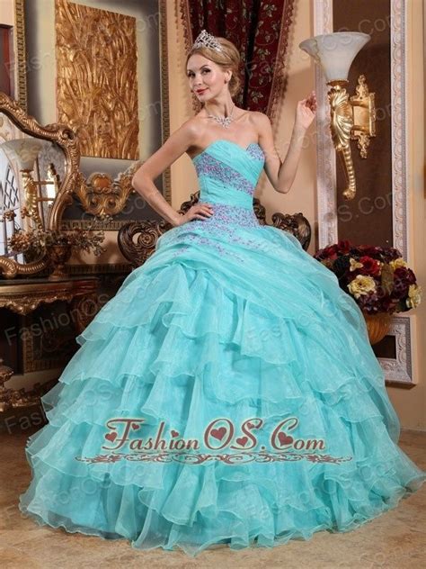 Popular Apple Green Quinceanera Dress Sweetheart Organza Appliques And